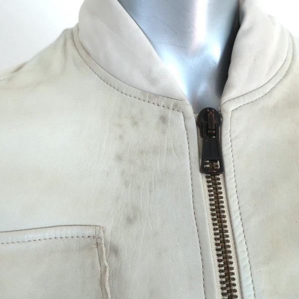 Collection Privee Leather Multi-Pocket Jacket Off-White Size 46