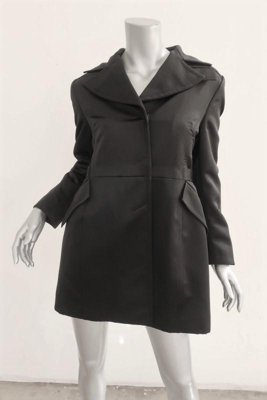 Costume National Satin Coat Black Size 44 Concealed Button Jacket - Celebrity Owned