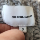 Current/Elliott Fringe Sweater Rosemary Cream/Gray Intarsia Knit Size 0 - Celebrity Owned