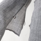 Derek Lam 10 Crosby Ruffle Blouse Light Gray Wool-Blend Size 2 Cutout-Neck Top - Celebrity Owned