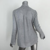 Derek Lam 10 Crosby Ruffle Blouse Light Gray Wool-Blend Size 2 Cutout-Neck Top - Celebrity Owned