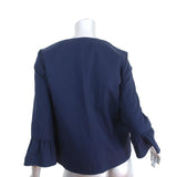 Draper James Peplum Sleeve Jacket Navy Cotton Size Extra Small NEW - Celebrity Owned