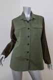 Dries Van Noten Contrast Sleeve Army Shirt Olive Cotton Size 44 Long Sleeve Top - Celebrity Owned