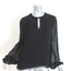Elizabeth and James Blouse Black Velvet-Trim Pintucked Chiffon Size Medium