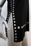 Elizabeth and James Top Khan Black Grommet-Trim Satin Crepe Size Extra Small - Celebrity Owned