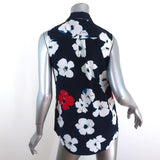 Equipment Slim Signature Sleeveless Top Navy Floral Print Silk Size Extra Small - Celebrity Owned