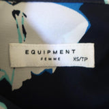 Equipment Slim Signature Sleeveless Top Navy Floral Print Silk Size Extra Small - Celebrity Owned