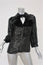 Erdem Top Zadie Black Striped Velvet Size US 4 Cutout Neck Blouse NEW