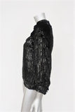 Erdem Top Zadie Black Striped Velvet Size US 4 Cutout Neck Blouse NEW - Celebrity Owned