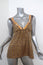 Etro Beaded Tank Yellow/Gray Printed Silk Twill Size 44 Crisscross-Strap Top