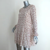 FRAME Mini Dress Off White Smocked Floral Print Chiffon Size Extra Small - Celebrity Owned