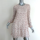 FRAME Mini Dress Off White Smocked Floral Print Chiffon Size Extra Small - Celebrity Owned