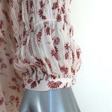 FRAME Mini Dress Off White Smocked Floral Print Chiffon Size Extra Small - Celebrity Owned
