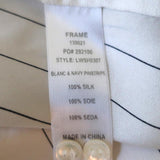 FRAME Pajama Shirt White & Navy Pinstripe Silk Size Small Long Sleeve Blouse - Celebrity Owned