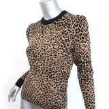 FRAME Sweater Cheetah Jacquard Wool-Cotton Size Small Puff Sleeve Pullover - Celebrity Owned