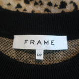 FRAME Sweater Cheetah Jacquard Wool-Cotton Size Small Puff Sleeve Pullover - Celebrity Owned