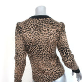 FRAME Sweater Cheetah Jacquard Wool-Cotton Size Small Puff Sleeve Pullover - Celebrity Owned