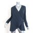 Ganni Wrap Top Lynch Navy Pinstripe Seersucker Size 36 Long Sleeve Blouse