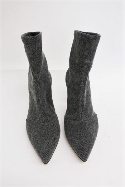 Gianvito Rossi Elite Sock Boot Gray Stretch Denim Size 36 Pointed Toe Ankle  Boot