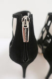Gianvito Rossi Geometric Cutout Booties Black Suede & White Leather Size 36.5 - Celebrity Owned