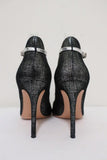 Gianvito Rossi High-Back Ankle Strap Pumps Black/Silver Metallic Suede Size 36.5 - Celebrity Owned