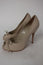 Gianvito Rossi Pump Natural Coated Canvas Size 38 Bow Peep Toe Platform Heel