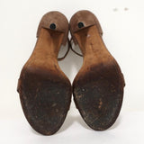 Givenchy Ankle Strap Sandals Brown Suede Size 37.5 Open Toe Heels - Celebrity Owned