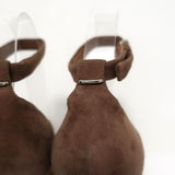 Givenchy Ankle Strap Sandals Brown Suede Size 37.5 Open Toe Heels - Celebrity Owned
