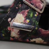 Givenchy Double-Buckle Slide Sandals Black Floral Print Leather Size 36 - Celebrity Owned