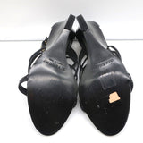 Givenchy Wedge Sandals Black Crinkled Patent Leather Size 39.5 Open Toe Heels - Celebrity Owned