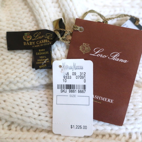 Loro Piana Courchevel Baby Cashmere Scarf Cream Cable Knit NEW – Celebrity  Owned