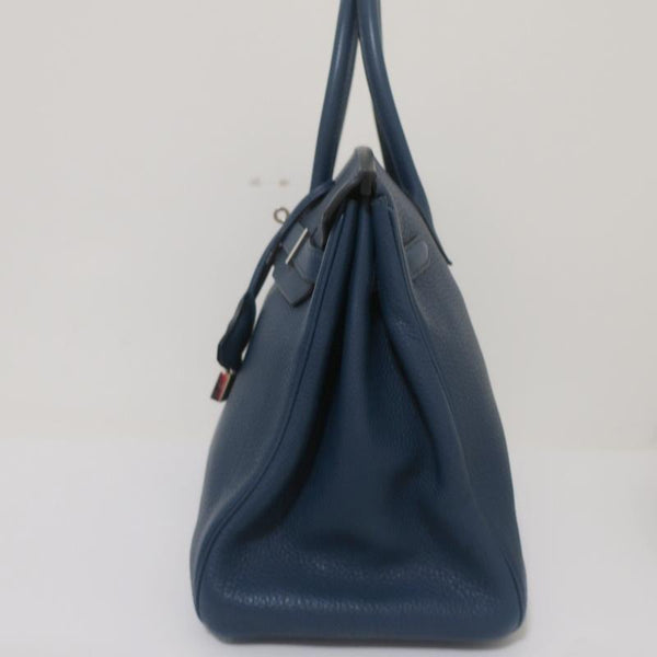 Hermes Blue Sapphire Clemence Leather Palladium Hardware Birkin 35 Bag  Hermes