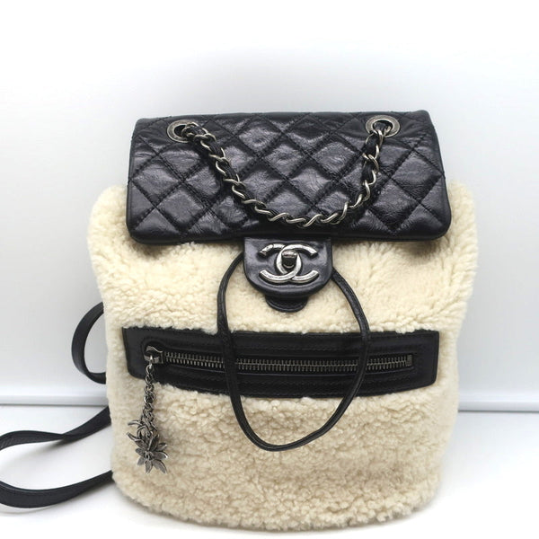 Chanel Vintage CC Messenger Bag Shearling and Suede Medium at