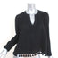 Derek Lam 10 Crosby Tassel Top Black Pintucked Cotton Size 0 Long Sleeve Blouse