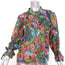 Warm Tie-Sleeve Blouse Floral Print Cotton Size 1 Button Down Top