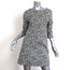 Whit Mini Dress Black/White Printed Stretch Cotton Size 4 Boatneck 3/4 Sleeve