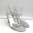 Stuart Weitzman Ankle Strap Sandals Silver Metallic Leather Size 8 Open Toe Heel