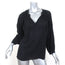 Isabel Marant Etoile Blouse Black Grommet-Trim Cotton Size 40 Long Sleeve Top