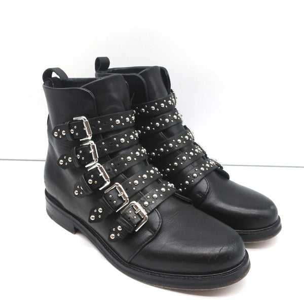 Maje flat sale leather studded booties