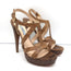 Prada Platform Sandals Brown Croc-Embossed Leather Size 38 Slingback Heels