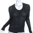 Sandro Cardigan Black Open Knit Size 3 Scalloped Trim Sweater