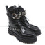 Casadei Chain Link Combat Boots Black Studded Leather Size 36.5