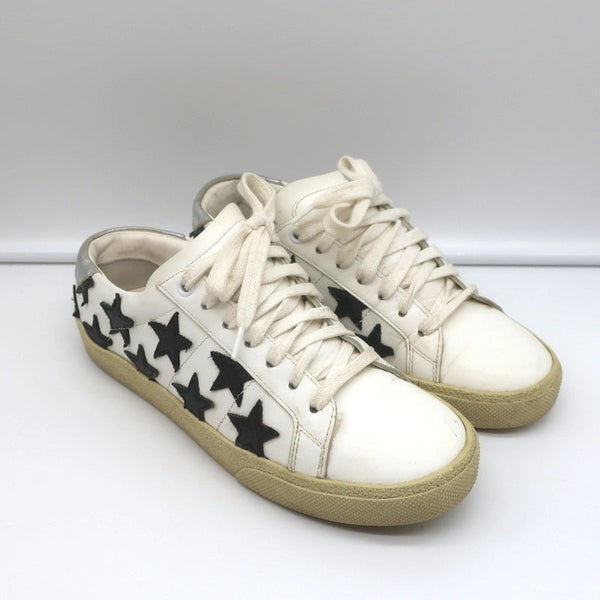 Saint Laurent Court Classic Star Sneakers White & Black Leather 