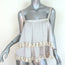Koch Goldie Fringe Top Silver Satin Size Medium Tiered Tank NEW