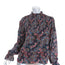 Senlis Blouse Navy Smocked Paisley Print Size Small Long Sleeve Top