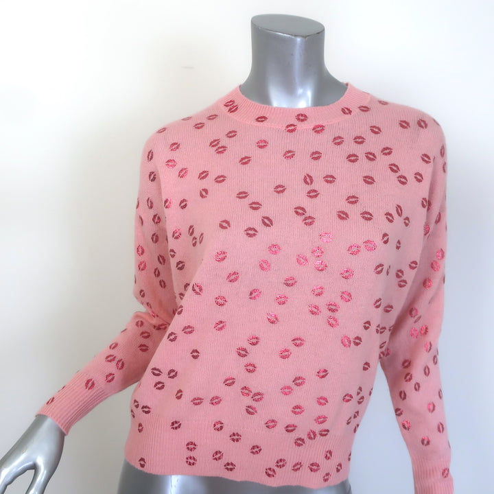 27 Miles Malibu Rosemarie Lips Print Cashmere Sweater 