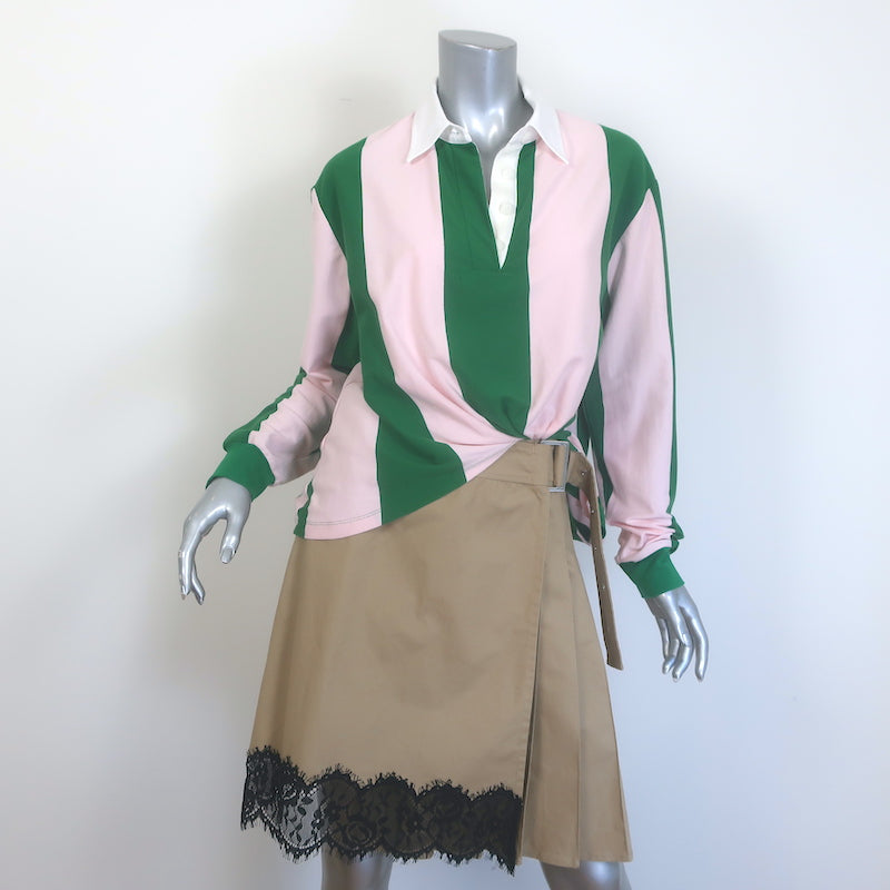 3.1 x Shopbop Long Sleeve Rugby Combo Mini Dress With Lace - GREEN-BLUSH