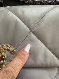 Chanel 19 20P Large Flap Bag Grey Quilted Leather Crossbody NEW