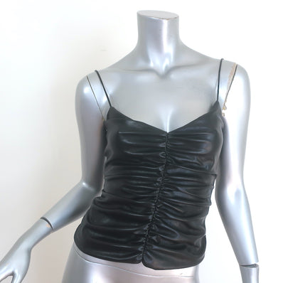 7 For All Mankind Ruched Faux Leather Cami Black Size Extra Small NEW