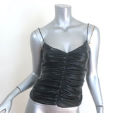 7 For All Mankind Ruched Faux Leather Cami Black Size Extra Small NEW